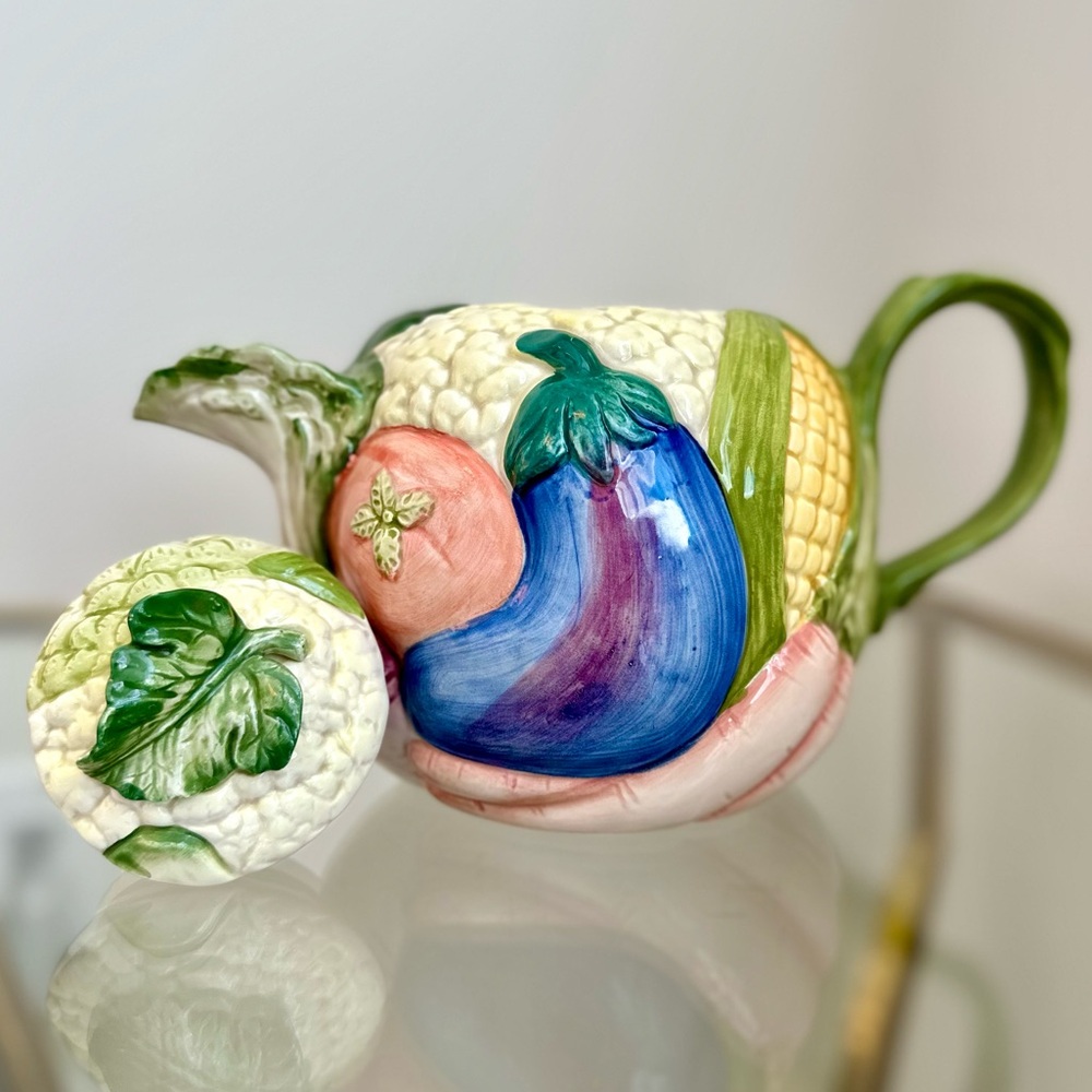 Fitz and Floyd 1986 Vintage Vegetable Garden Teapot w/ Lid